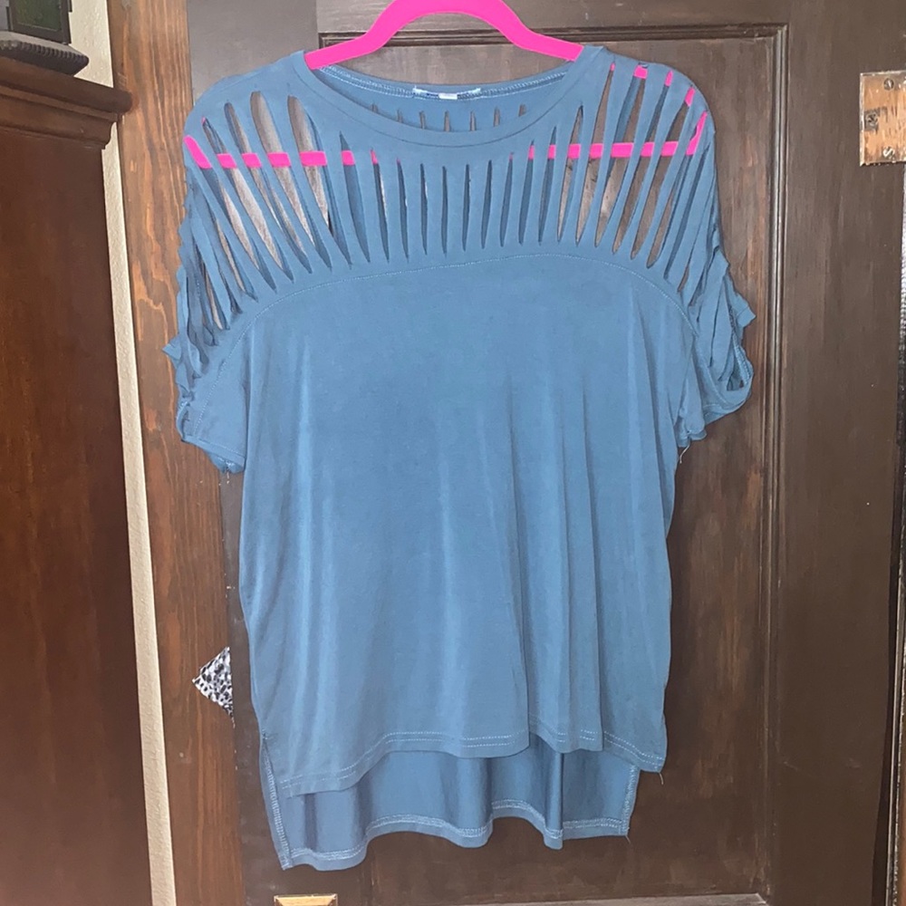 She and Sly cute out detail flowing shirt